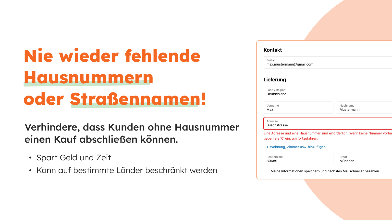 hausnummern validierung shopify