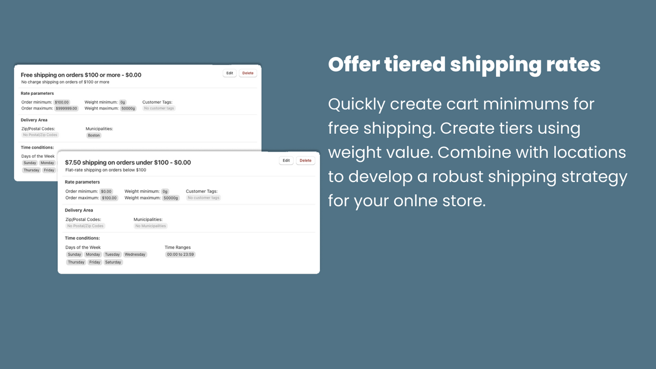 Quickly create cart minimums for  free shipping.