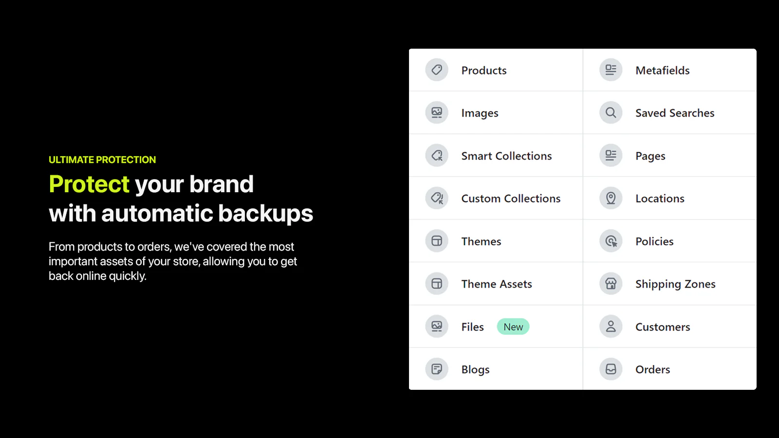 Proteja sua marca com backups automáticos para Shopify