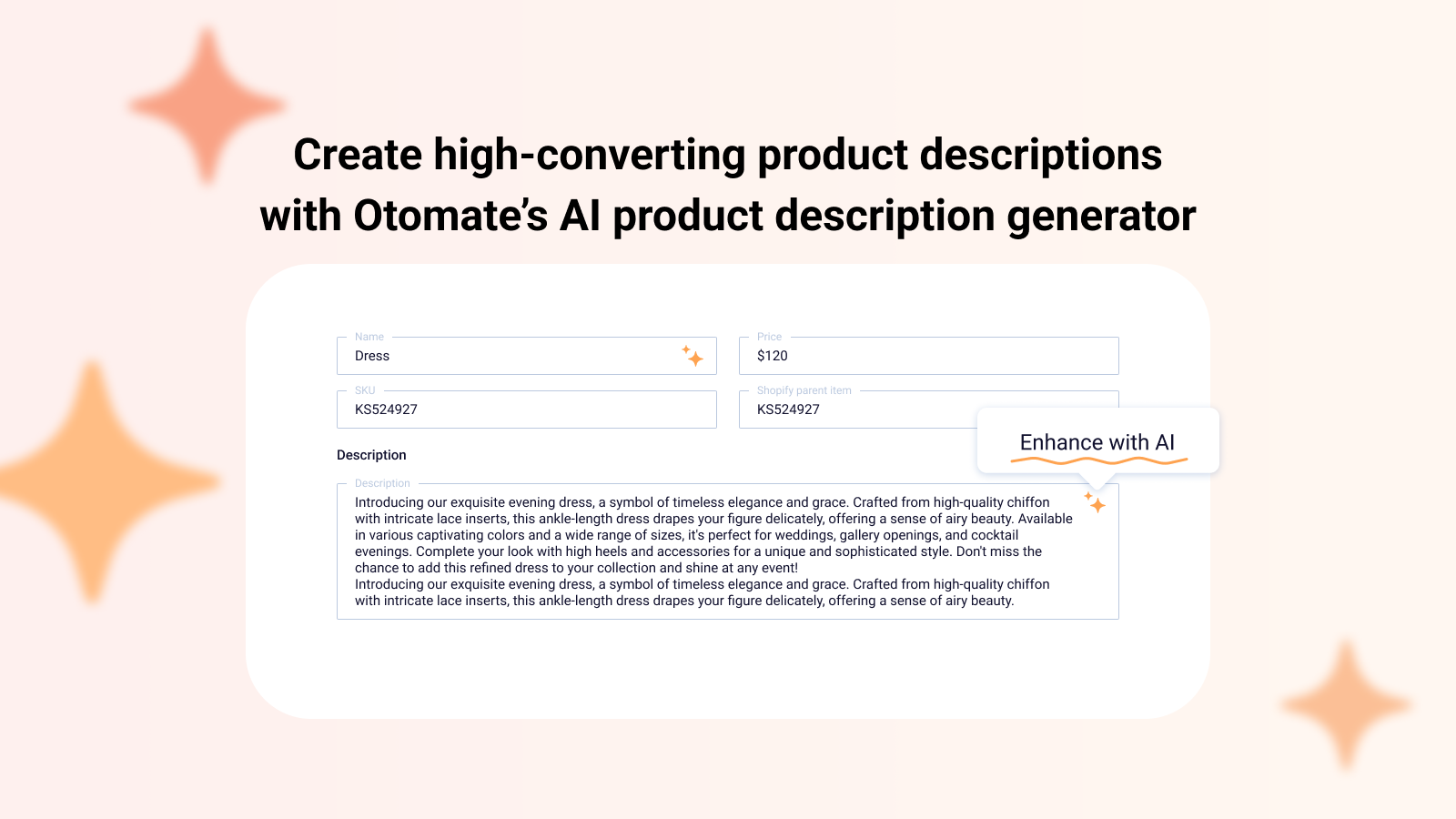 Create descriptions with AI product description generator