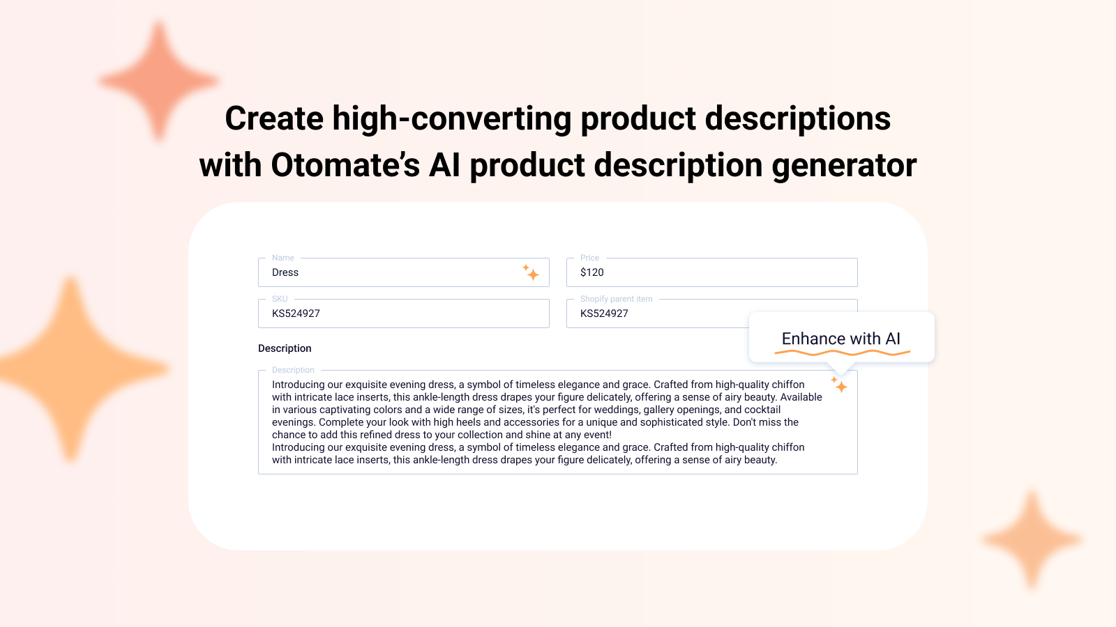 Crie descrições com gerador de descrição de produto AI