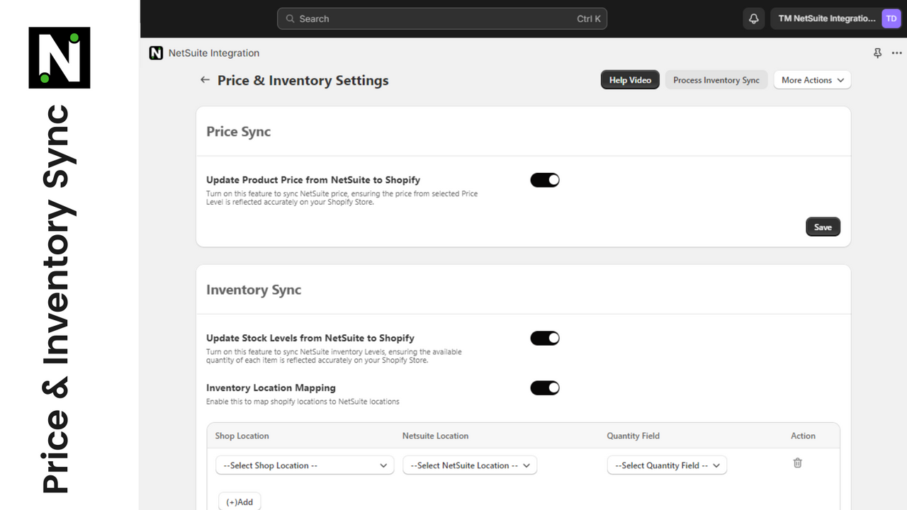 Price & Inventory Settings