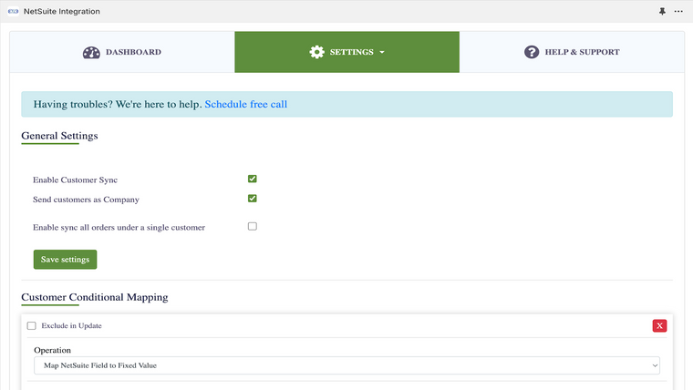 NetSuite Integration Screenshot