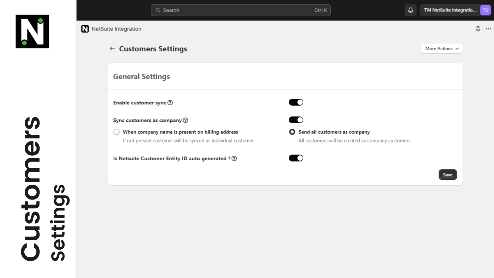 Customers Settings