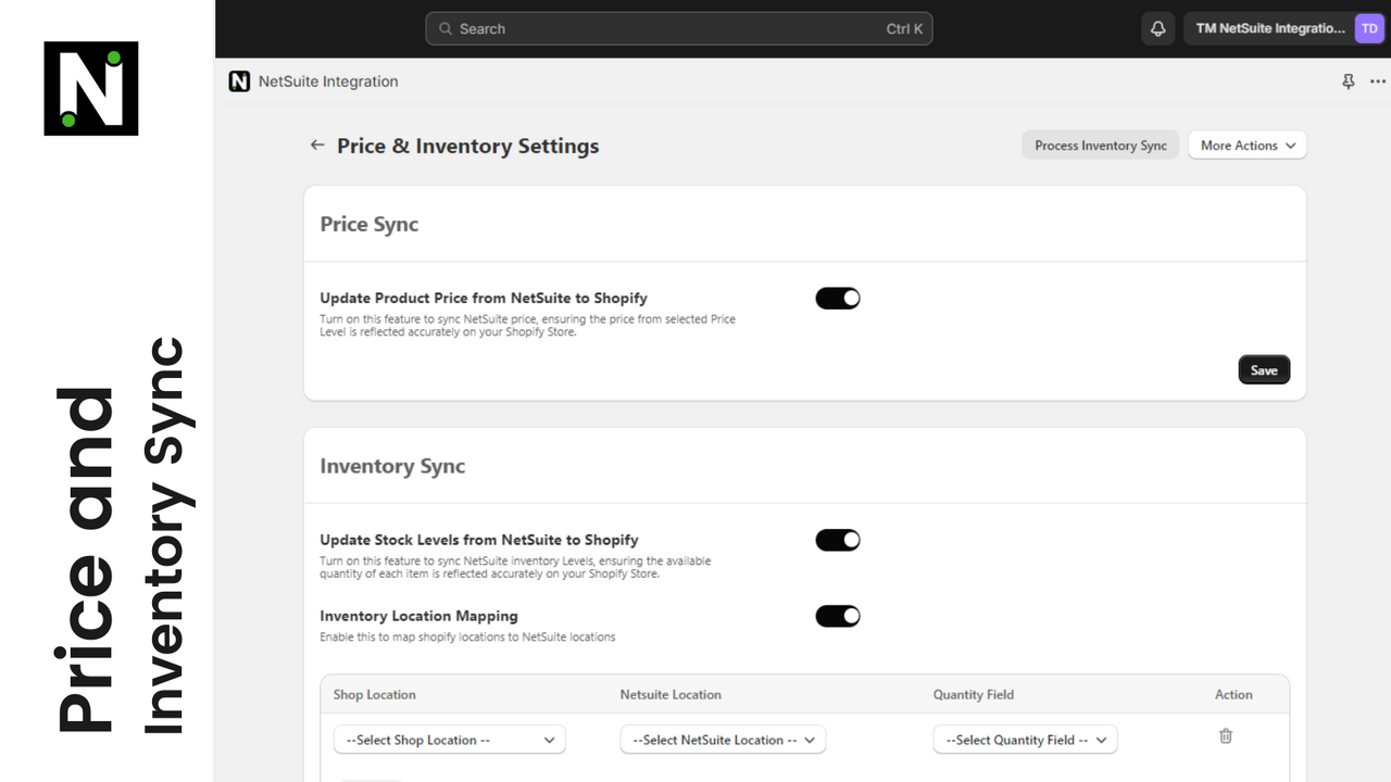 Price & Inventory Settings