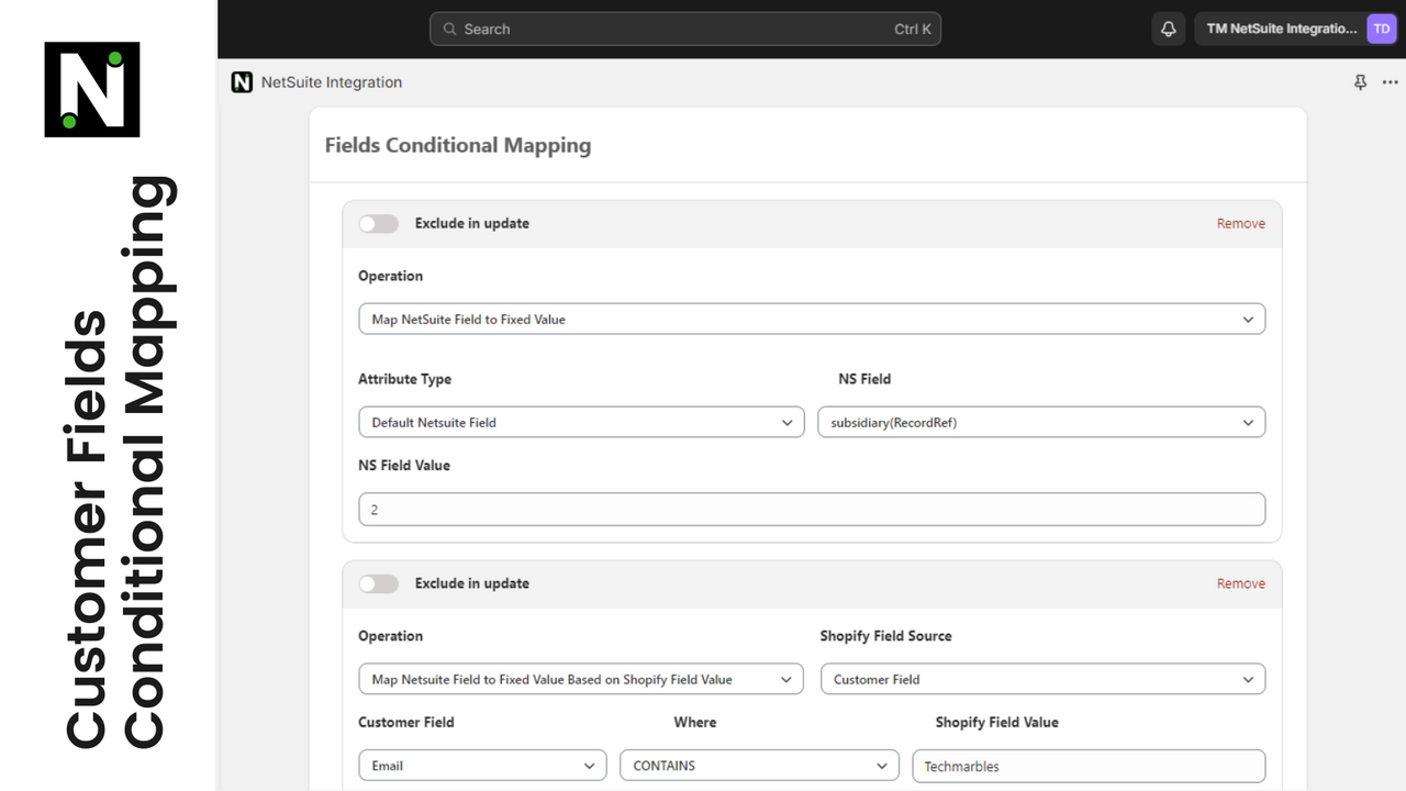 Mappage conditionnel des champs client