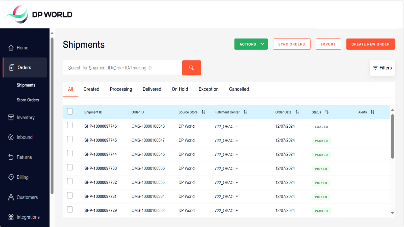 DP WORLD FULLFILMENT Screenshot