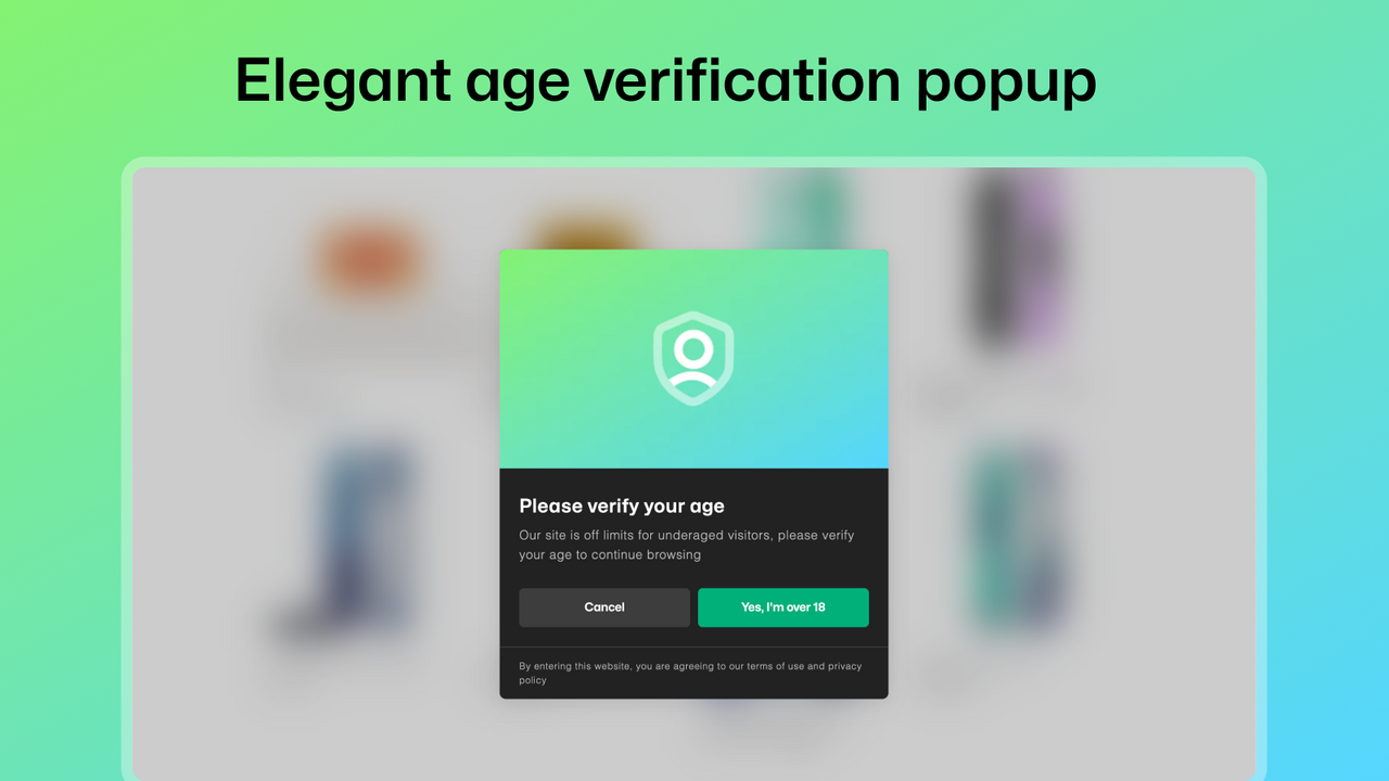 Agefence's elegant age verification popup design