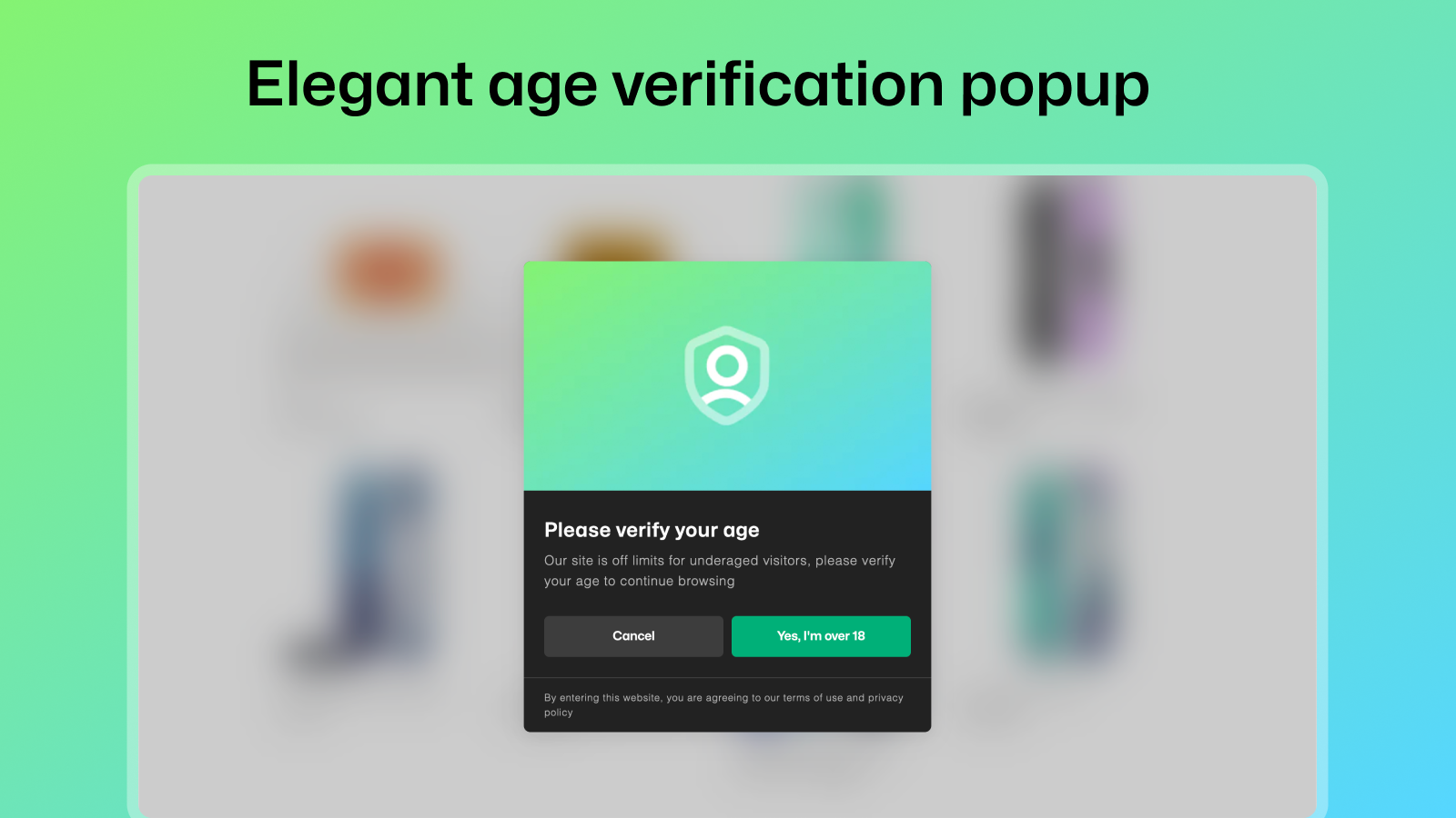 Agefence's elegant age verification popup design