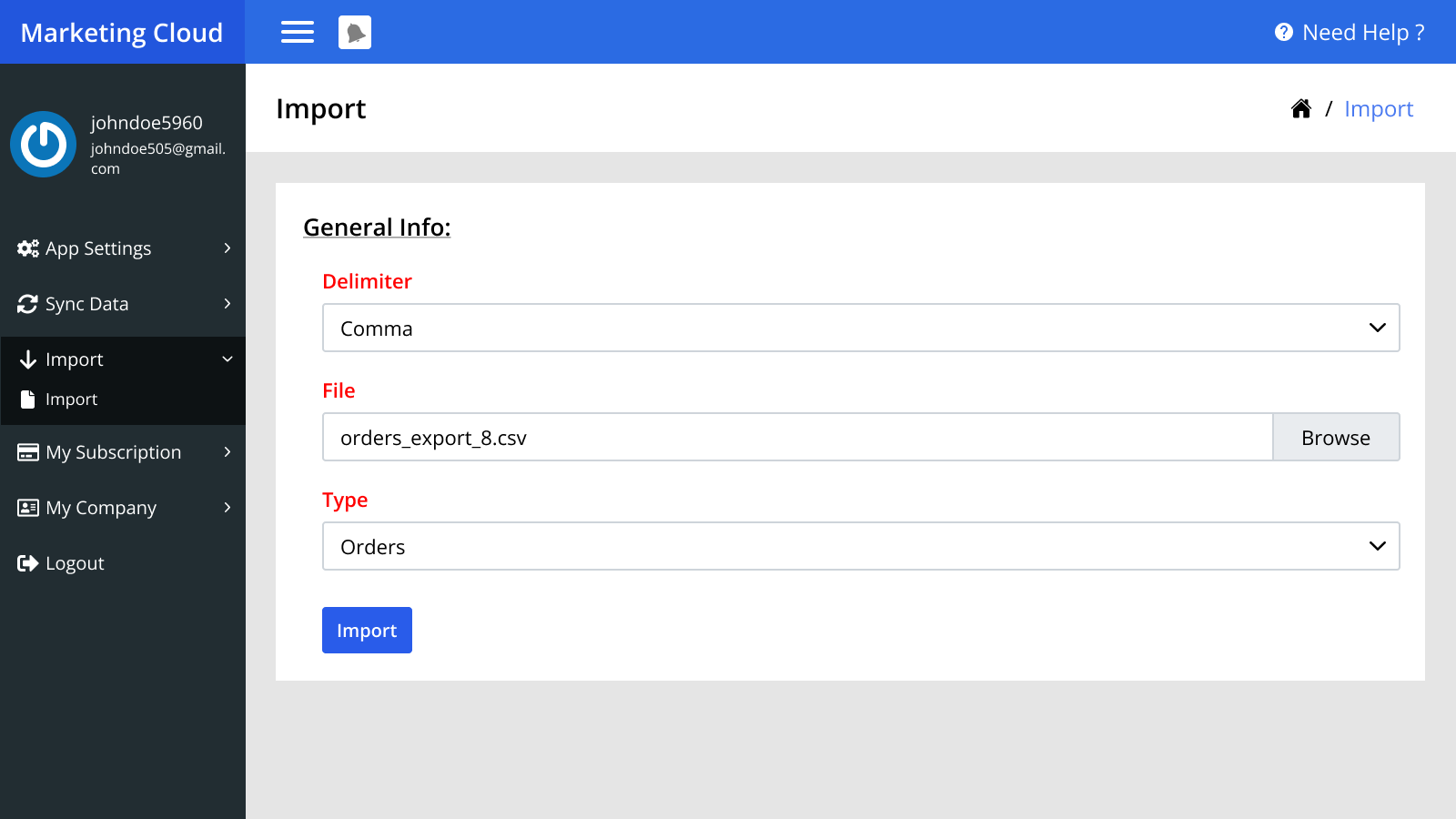 Import data