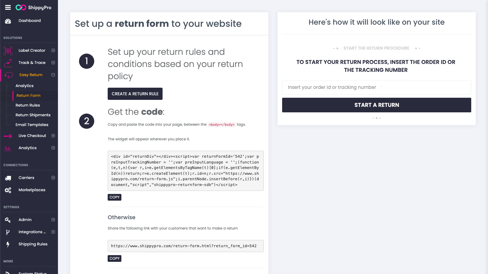Create your Return Form for your Shopify orders
