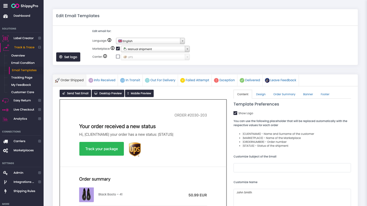 Personalizza le notifiche di tracking dei tuoi ordini Shopify