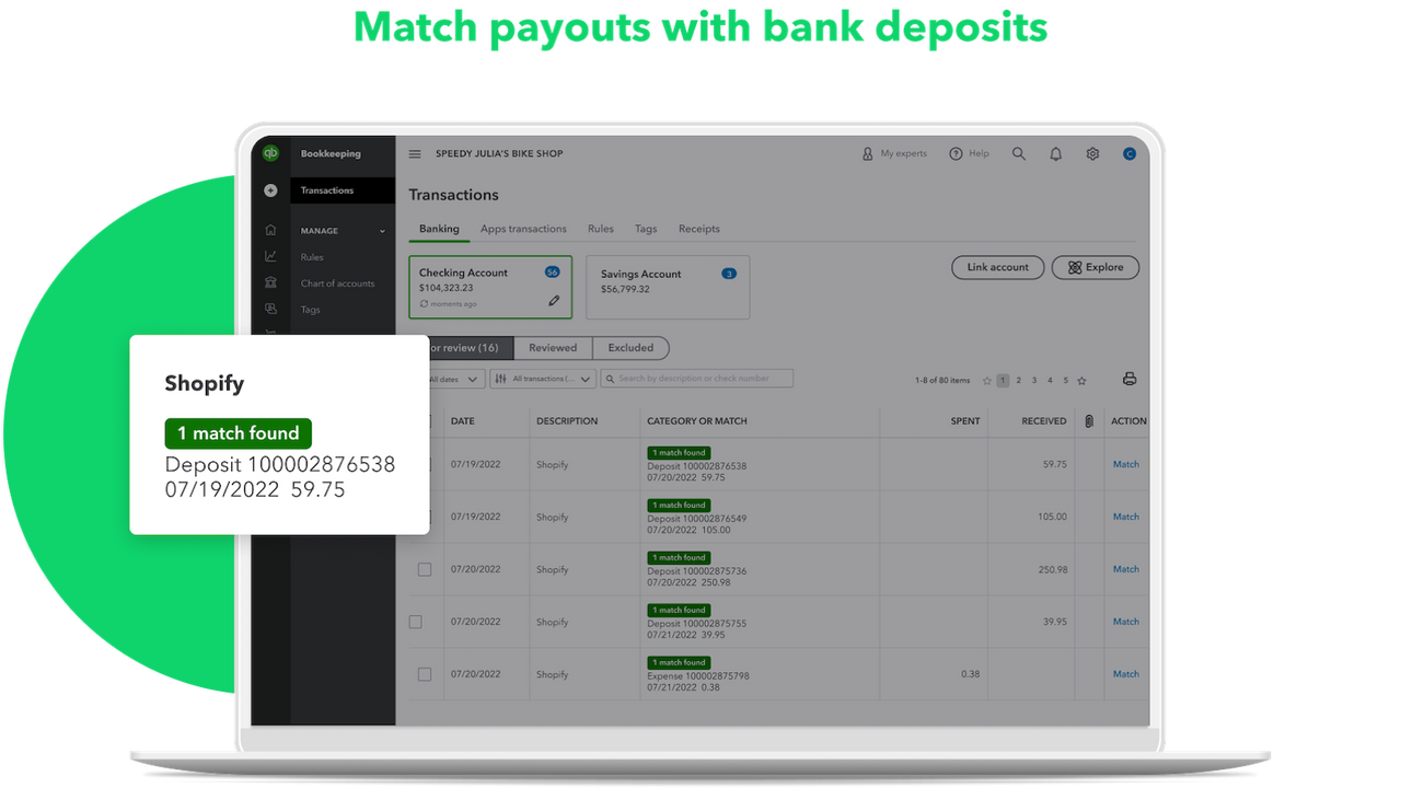 Match payouts with bank deposits