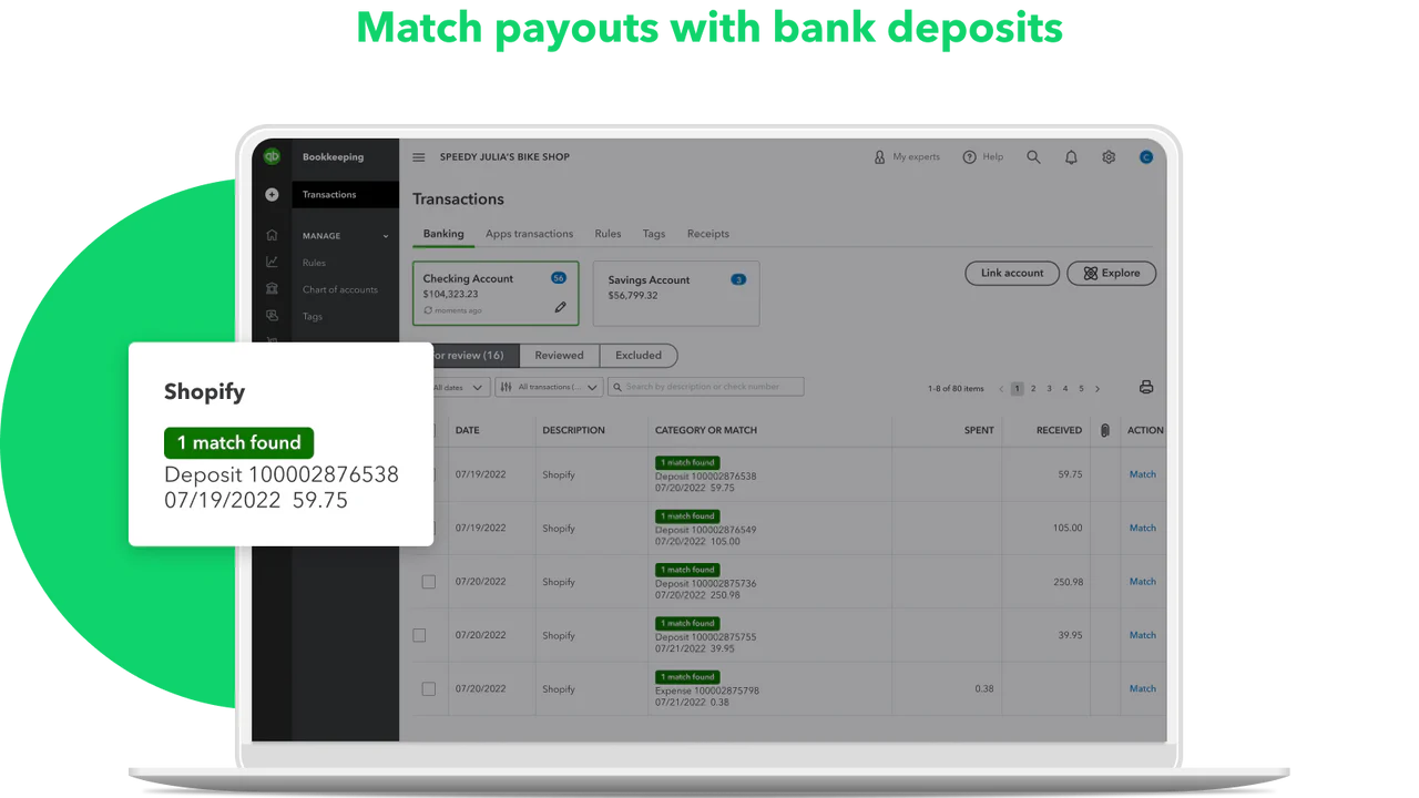 Match payouts with bank deposits