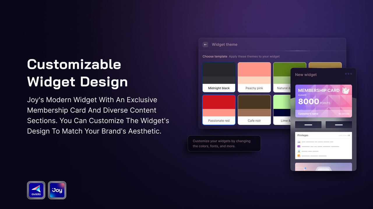 Customizable loyalty widget