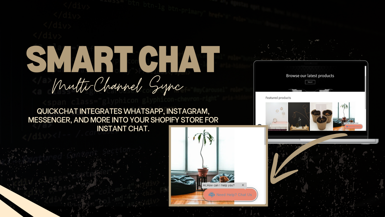 SmartChat intro-side med øjeblikkelig beskeder for Shopify.
