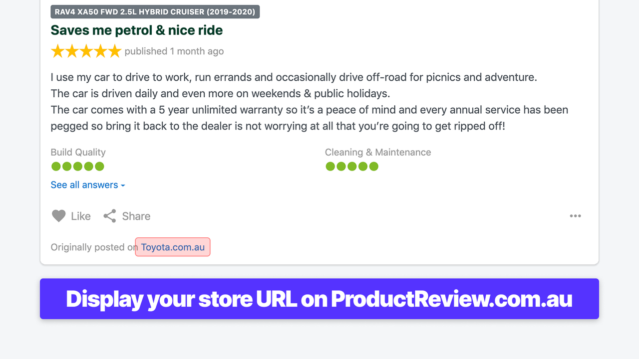 Zeigen Sie Ihre Store-URL auf ProductReview.com.au an