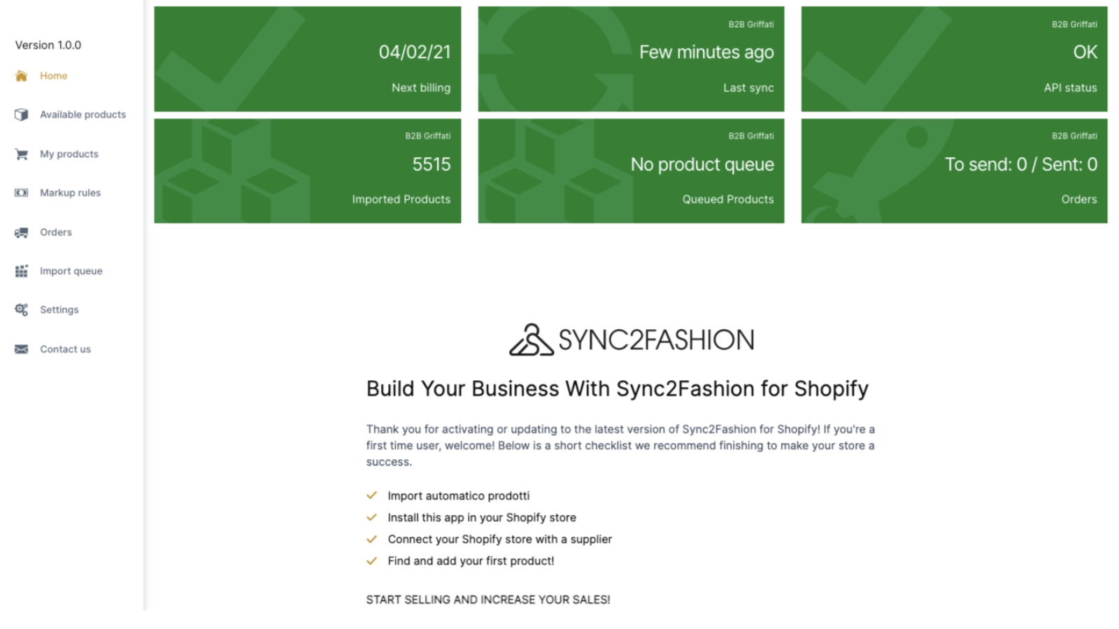 Sync2Fashion ‑ Dropshipping Screenshot