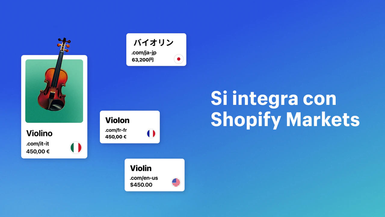 Si integra con Shopify Markets