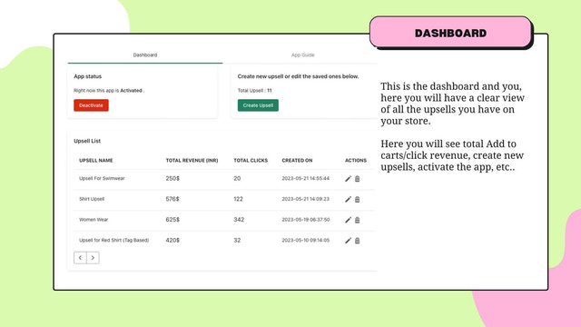 Upsell Maxx: Dashboard