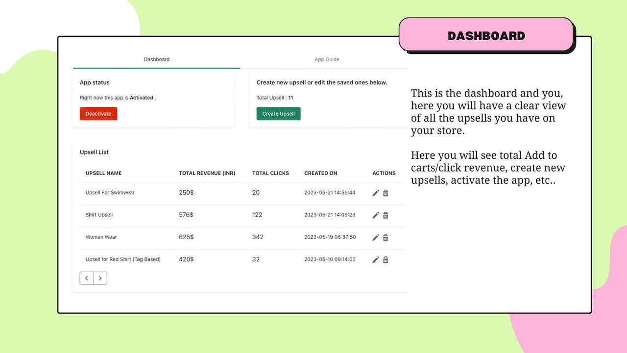 Upsell Maxx: Dashboard