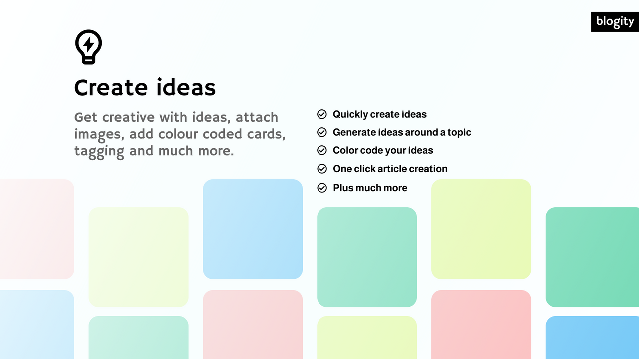 Sé creativo con las ideas, adjunta imágenes, añade tarjetas codificadas por colores