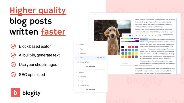 A powerful but easy drag and drop blog post editor