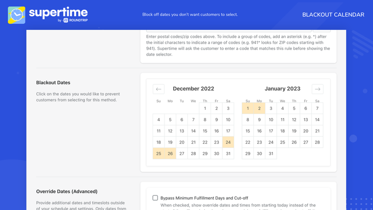 Supertime Delivery Date Picker Screenshot