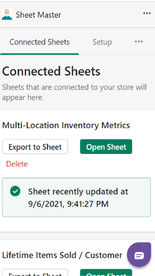 Connected Google Sheets lists