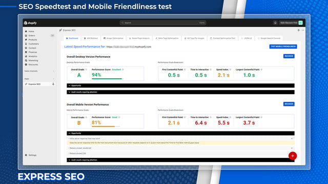 SEO snelheidsprestatie test