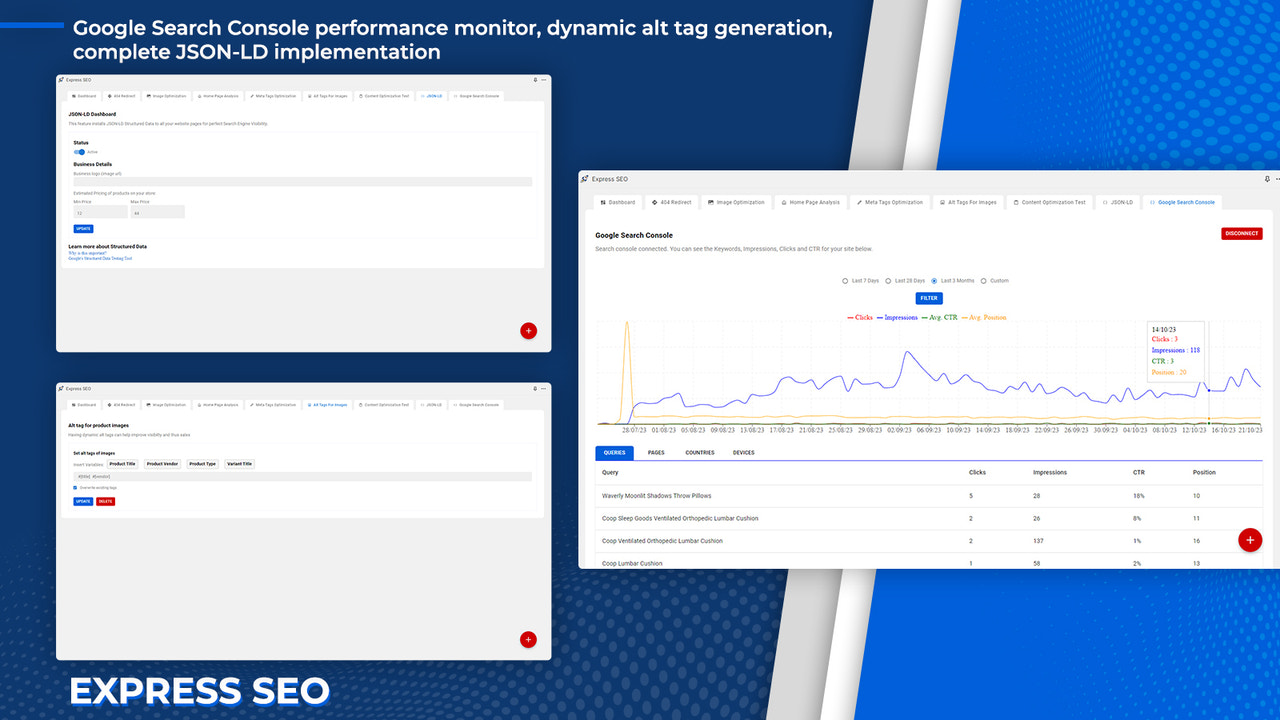 Google Search Console, dynamische alt tags, JSON LD generatie