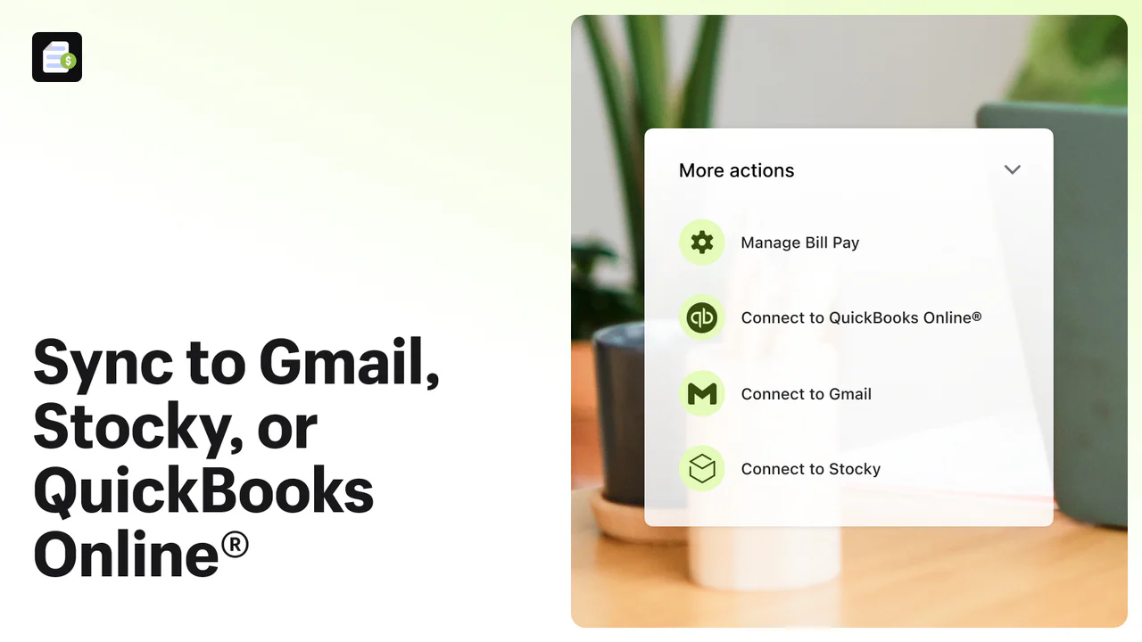 同步到Gmail、Stocky或QuickBooks Online