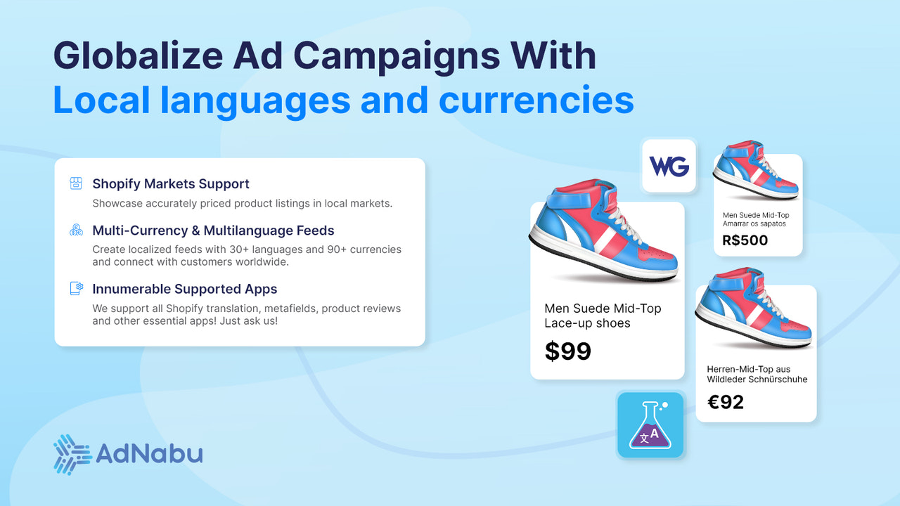 Kør Google Shopping annoncer på tværs af flere sprog og valutaer