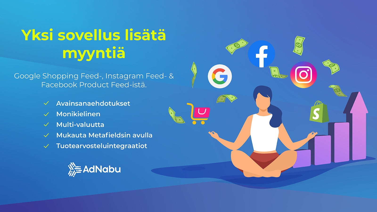 Google Shopping Feed sovellus Lisää myyntiä Google Shoppingista