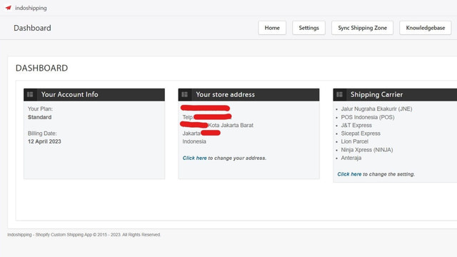 Backend dashboard page