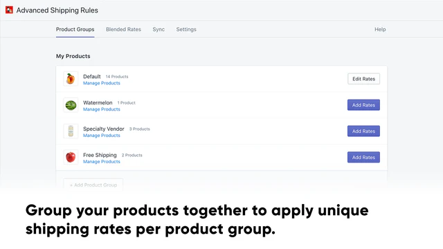 Gruppieren Sie Ihre Produkte, um einzigartige Versandkosten anzuwenden