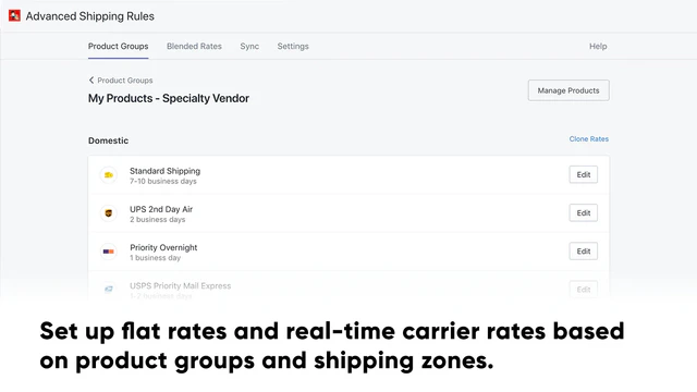 Configure taxas fixas e taxas de transportadoras em tempo real com base nos produtos