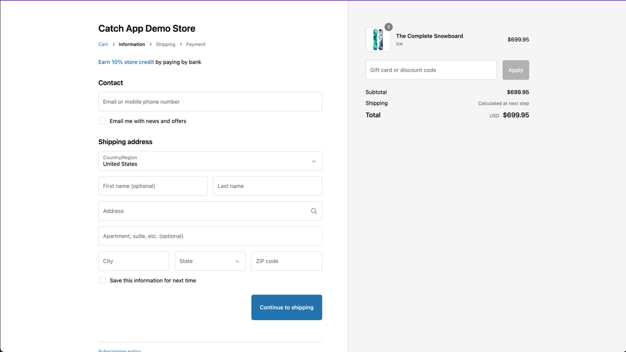 Widget d'appel à l'étape d'information du paiement (en mode prévisualisation)