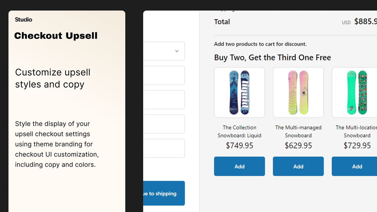 Upsell Checkout by Studio Checkout UI Eksempel