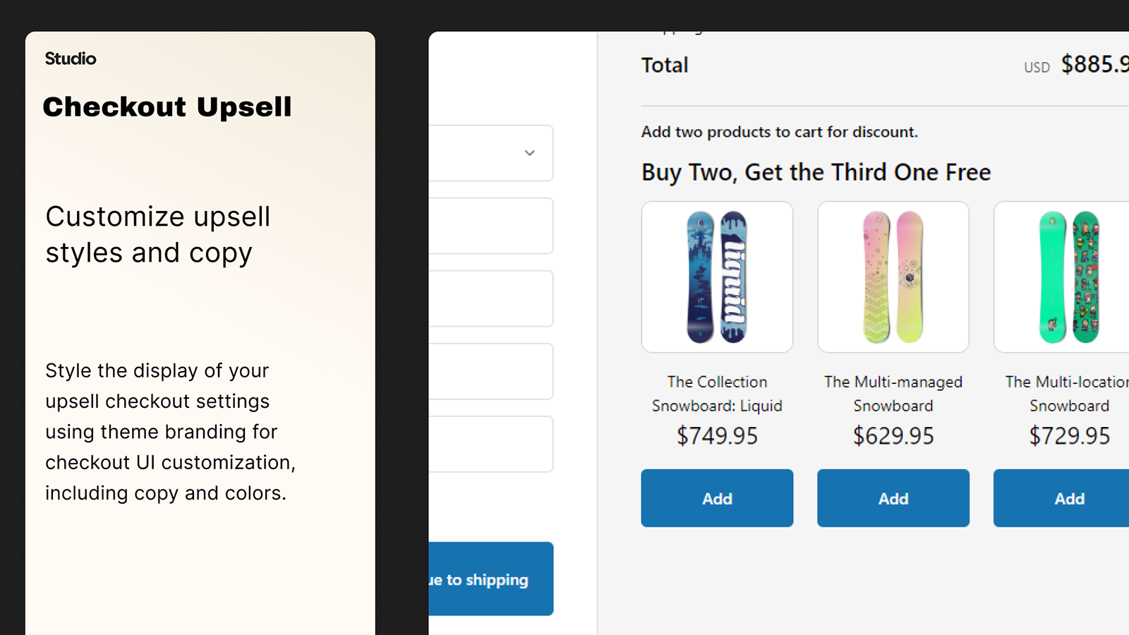 Upsell Checkout by Studio Checkout UI Example