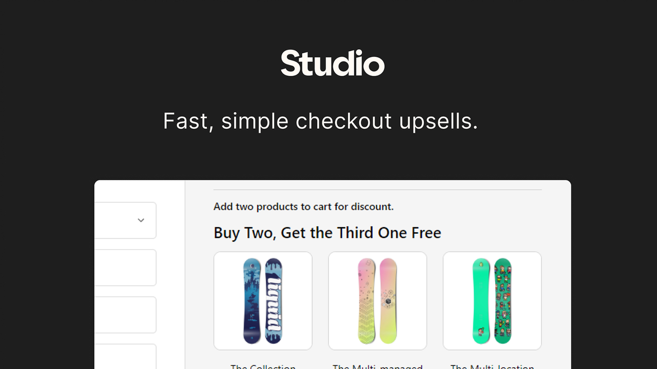 Featured Checkout Upsell by Studio headline and UI example