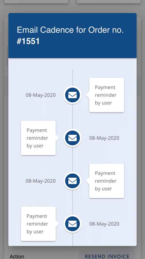 E-mail Cadans van bestelling vanaf Dashboard