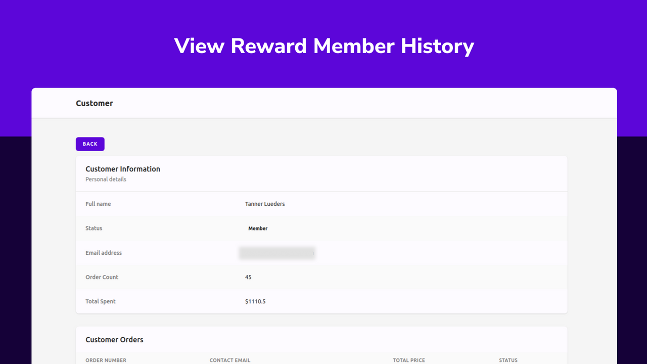 Rewards Member History and Details