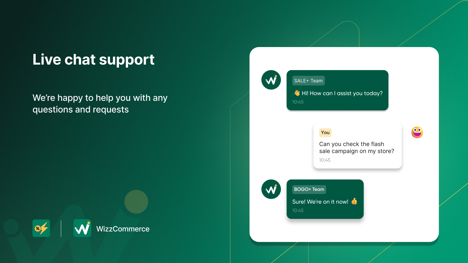 WizzCommerce ofrece soporte de chat en vivo los 7 días de la semana