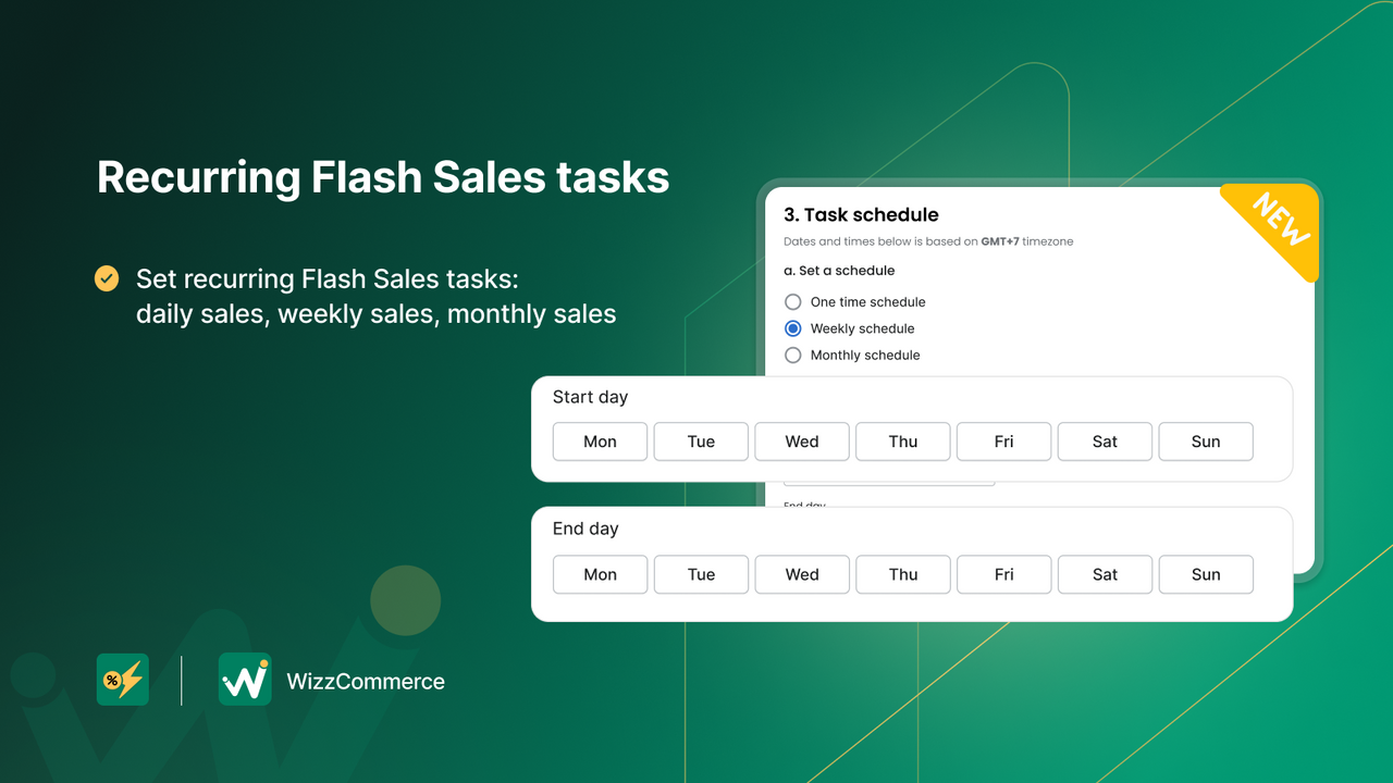 Set recurring flash sales task on daily, weekly, monthly basis