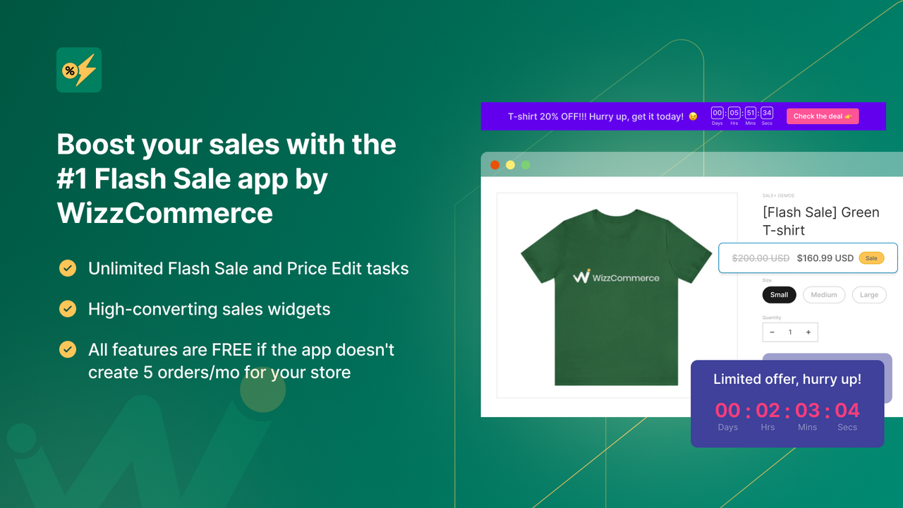SALE+ App zur Erstellung von Flash-Sales und Preisänderungen zur Durchführung von Aktionen
