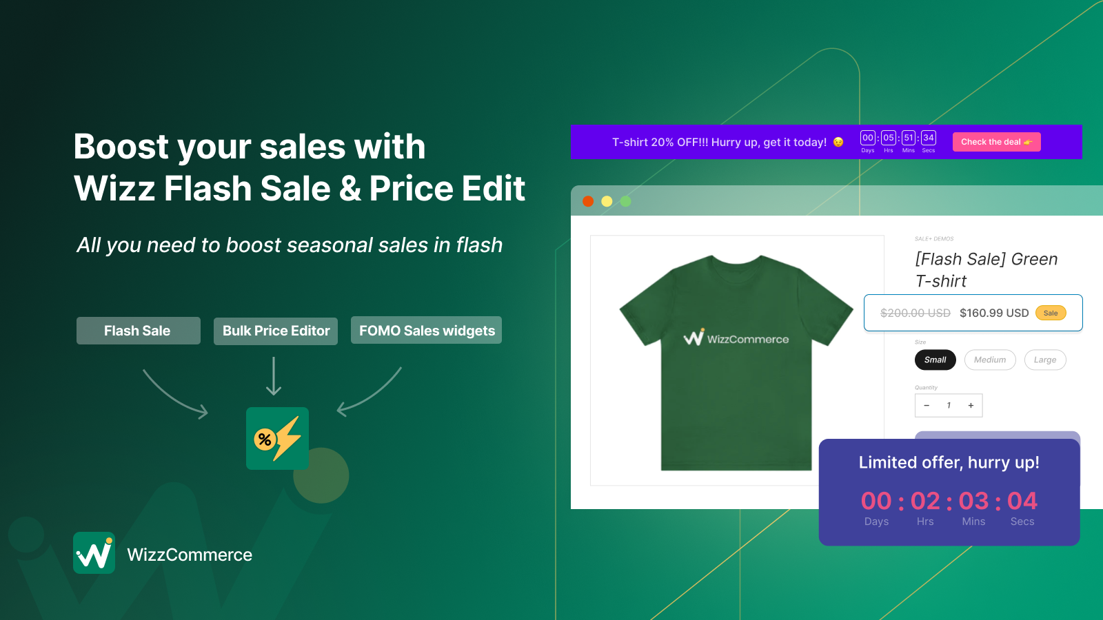 Application SALE+ pour créer une vente flash et un éditeur de prix pour lancer une promotion