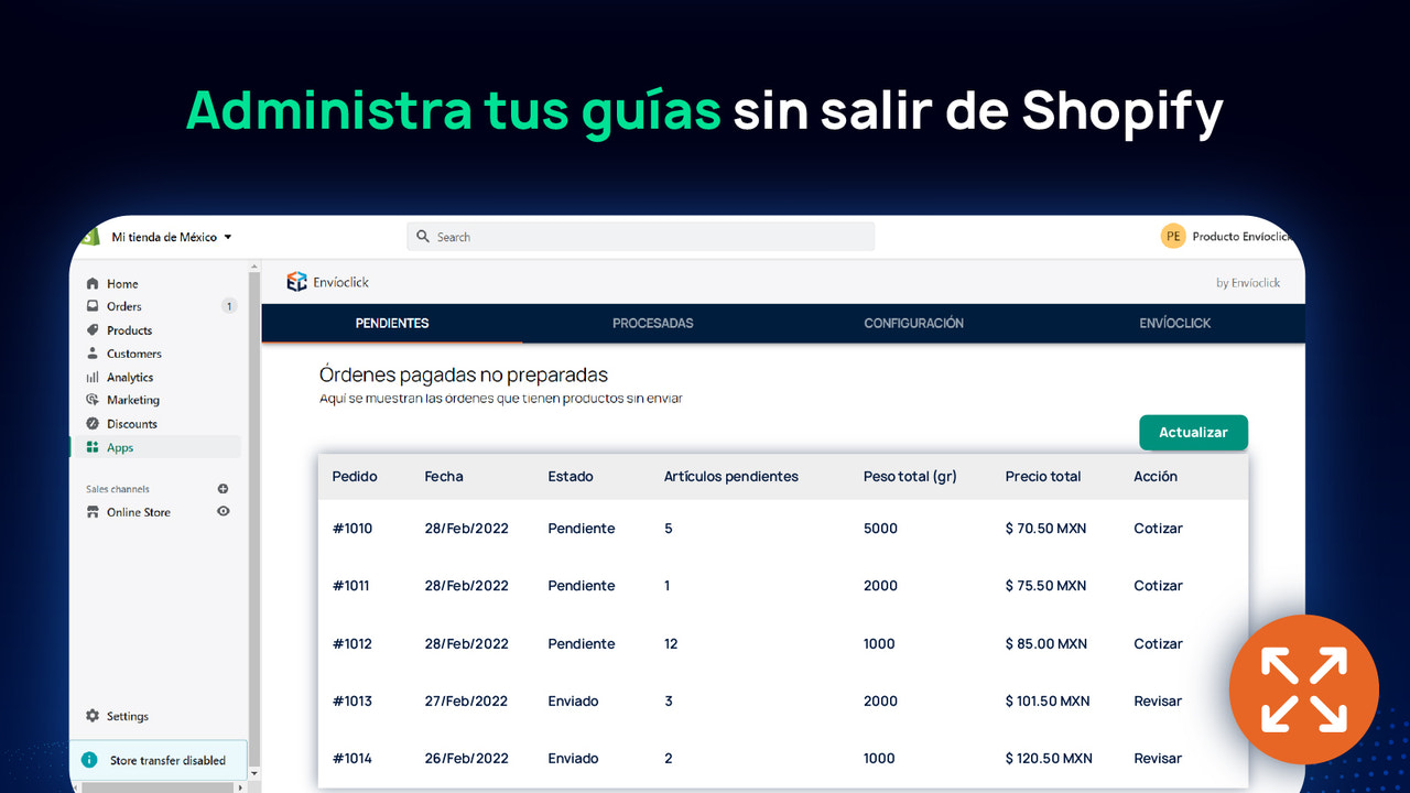 Administra tus guías sin salir de Shopify