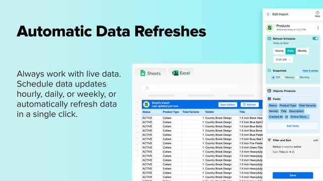 Actualizaciones automáticas de datos