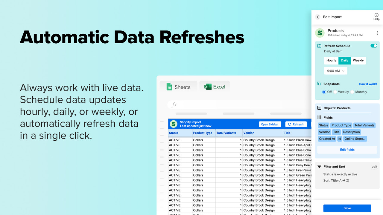 Actualizaciones automáticas de datos